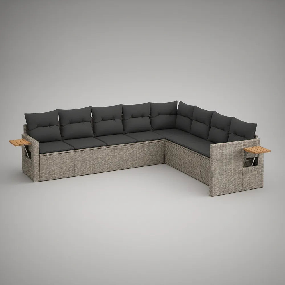 Modułowy narożnik ogrodowy z technorattanu PE 300 x 230 x 70 cm Szary/Antracytowy/Brązowy