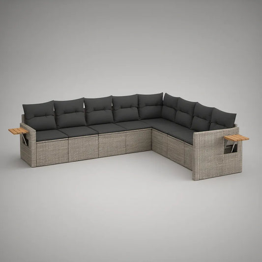 Modułowy narożnik ogrodowy z technorattanu PE 300 x 230 x 70 cm Szary/Antracytowy/Brązowy